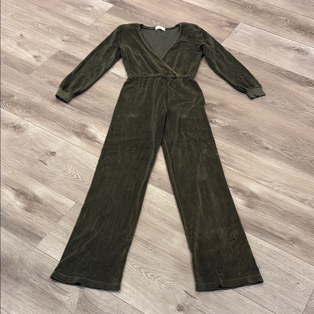 Suzi Kondi Forest Green Velvet Jumpsuit